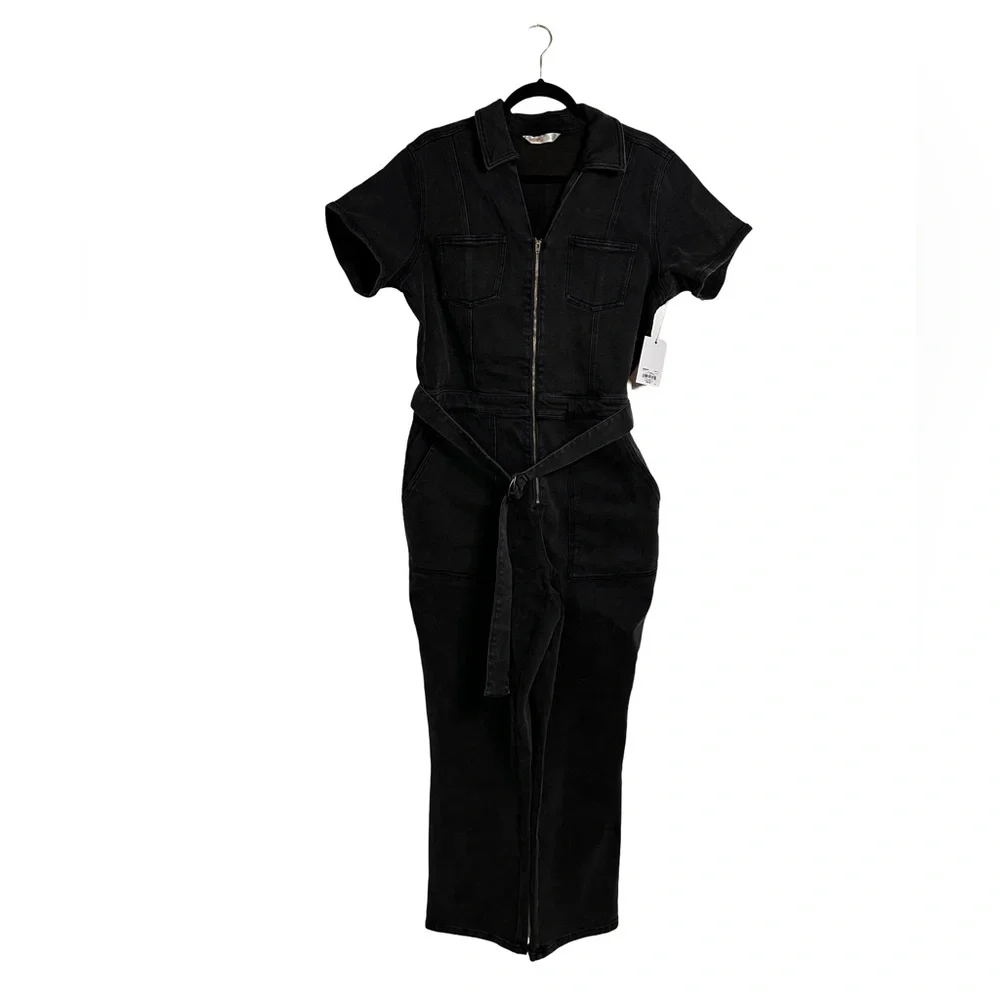 Women’s Intempo Black Washed Belted Denim Jumpsuit Size 16 NWT - Picture 9 of 14